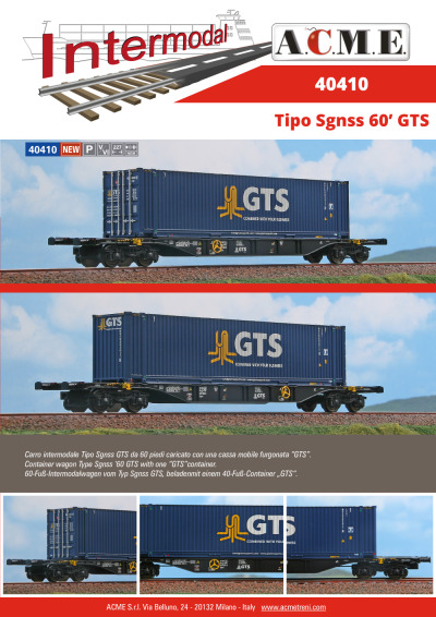 Tipo Sgnss 60’ "GTS" carro intermodale (ref. 40410) - ACME - Anonima Costruzioni Modellistiche Esatte