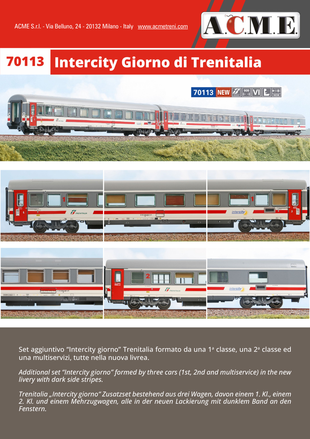 ACME - Anonima Costruzioni Modellistiche Esatte - Intercity Giorno di Trenitalia set (ref. 70113)