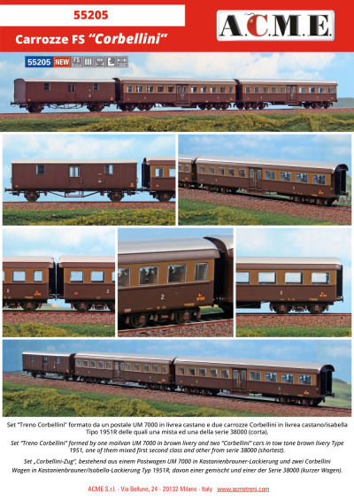 Carrozze FS "Corbellini" set - ACME - Anonima Costruzioni Modellistiche Esatte