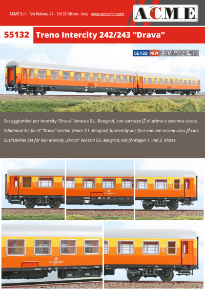 Treno Intercity 242/243 "Drava" set (ref. 55132) - ACME - Anonima Costruzioni Modellistiche Esatte