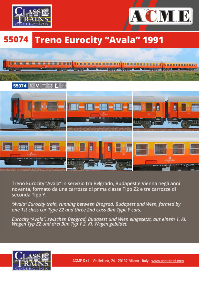 Treno Eurocity "Avala" set (ref. 55074) - ACME - Anonima Costruzioni Modellistiche Esatte