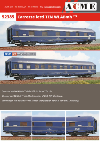 DSB - Carrozze letti TEN WLABmh 174 - ACME - Anonima Costruzioni Modellistiche Esatte
