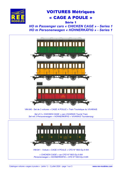 Voitures métriques "CAGE A POULE" - Série 1 - REE MODÈLES - Rails Europ Express
