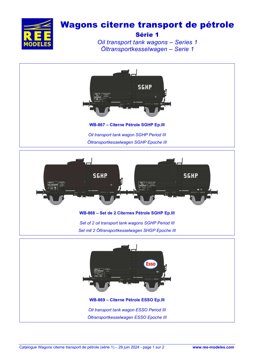 REE MODÈLES - Rails Europ Express - Wagons citerne transport de pétrole - Série 1