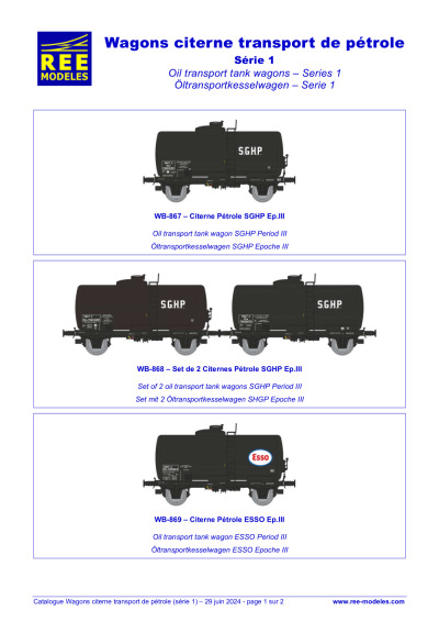 Wagons citerne transport de pétrole - Série 1 - REE MODÈLES - Rails Europ Express