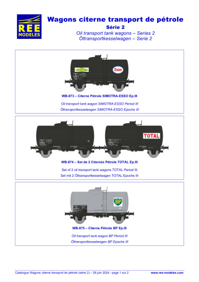 Wagons citerne transport de pétrole - Série 2 - REE MODÈLES - Rails Europ Express