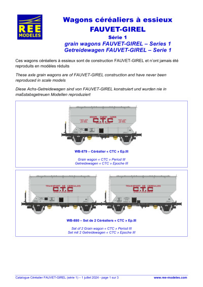 Wagons céréaliers à essieux "FAUVET-GIREL" - Série 1 - REE MODÈLES - Rails Europ Express