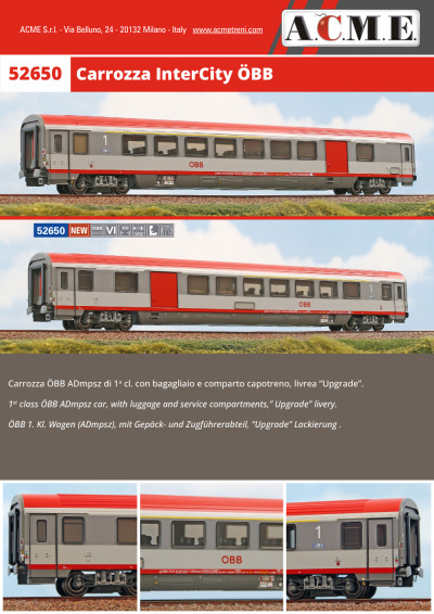ÖBB - InterCity passenger coach w. luggage and service compartments (ref. 52650) - ACME - Anonima Costruzioni Modellistiche Esatte