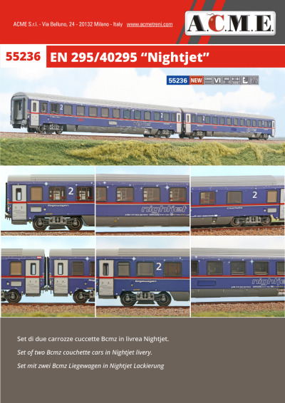 ÖBB - Nightjet passenger coaches set (ref. 55236) - ACME - Anonima Costruzioni Modellistiche Esatte