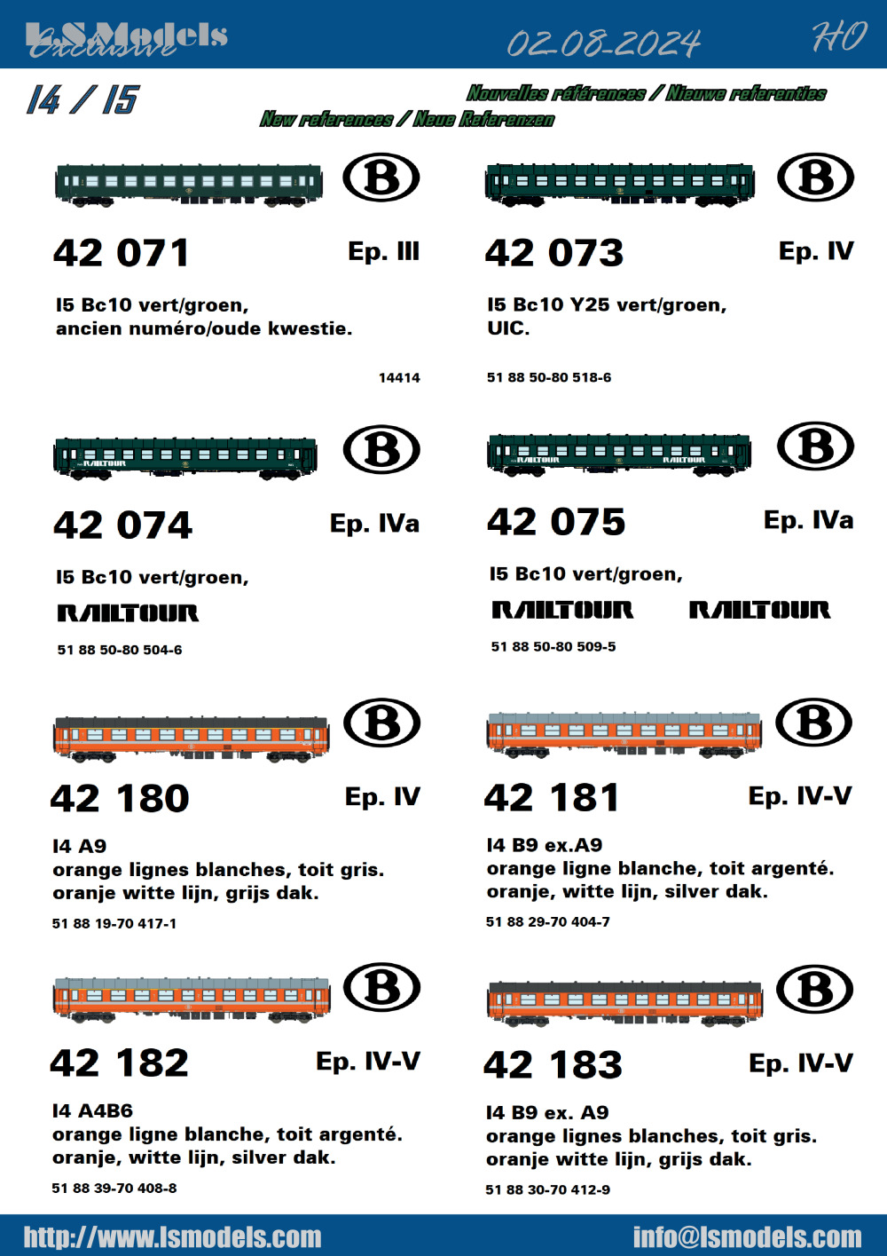 LS Models - SNCB - I4 & I5 passenger coaches