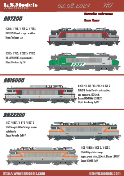 SNCF - BB7200, BB15000 & BB22200 electric locomotives - LS Models