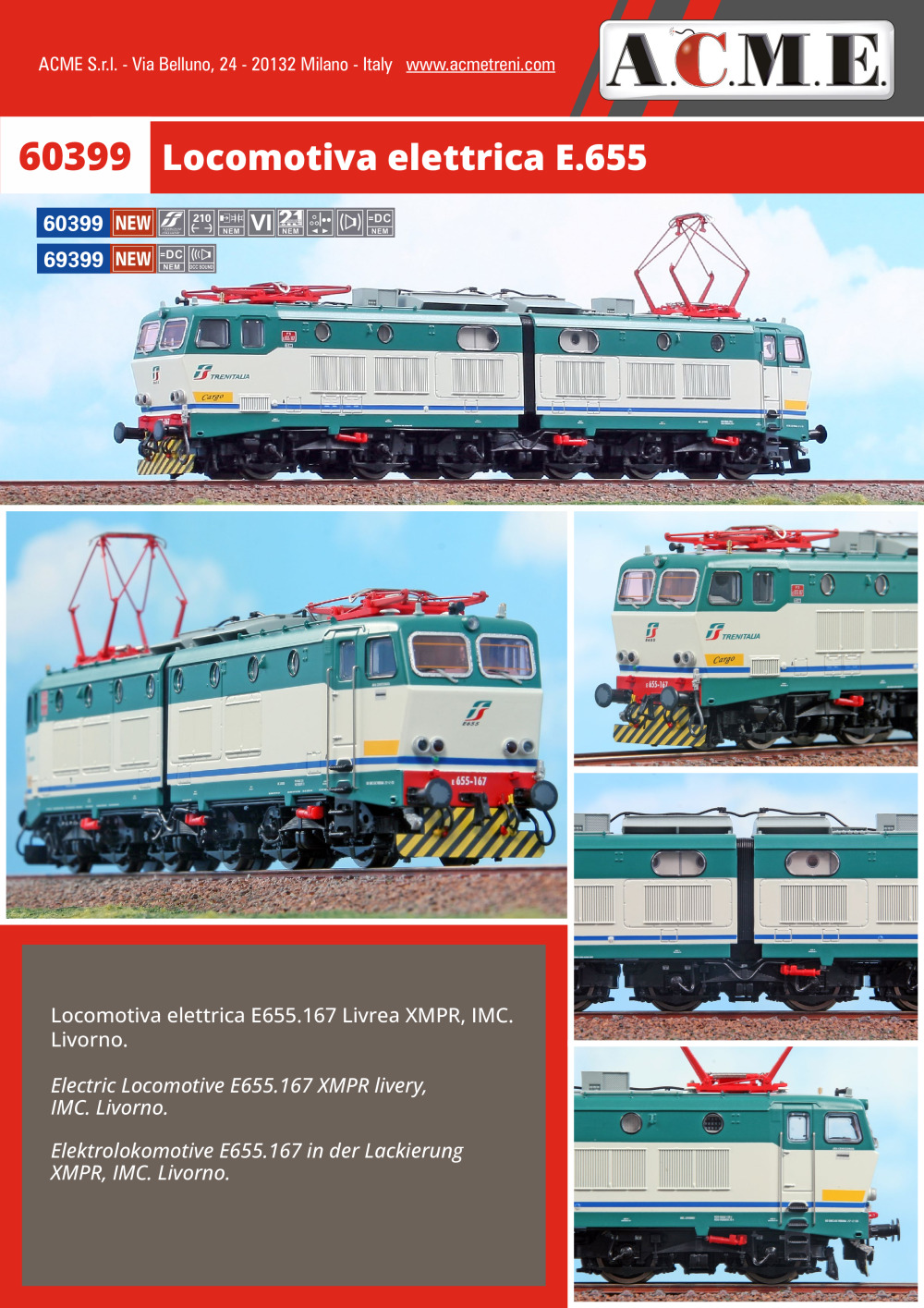 ACME - Anonima Costruzioni Modellistiche Esatte - Trenitalia - Locomotiva elettrica E.655 (ref. 60399 / 69399)