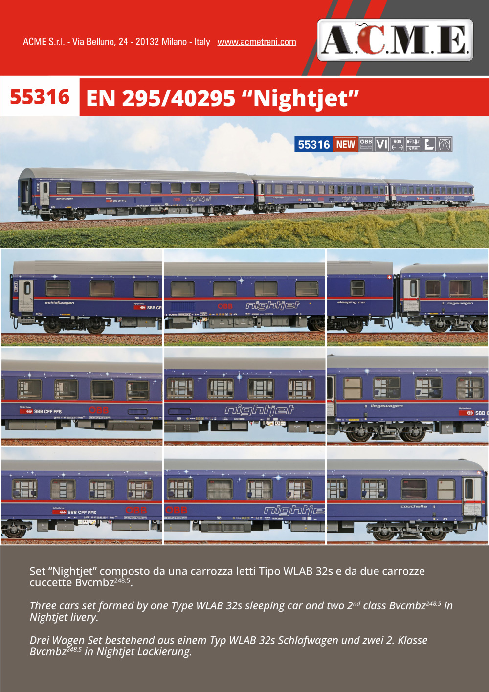 ACME - Anonima Costruzioni Modellistiche Esatte - EN 295/40295 "Nightjet" (ref. 55316)