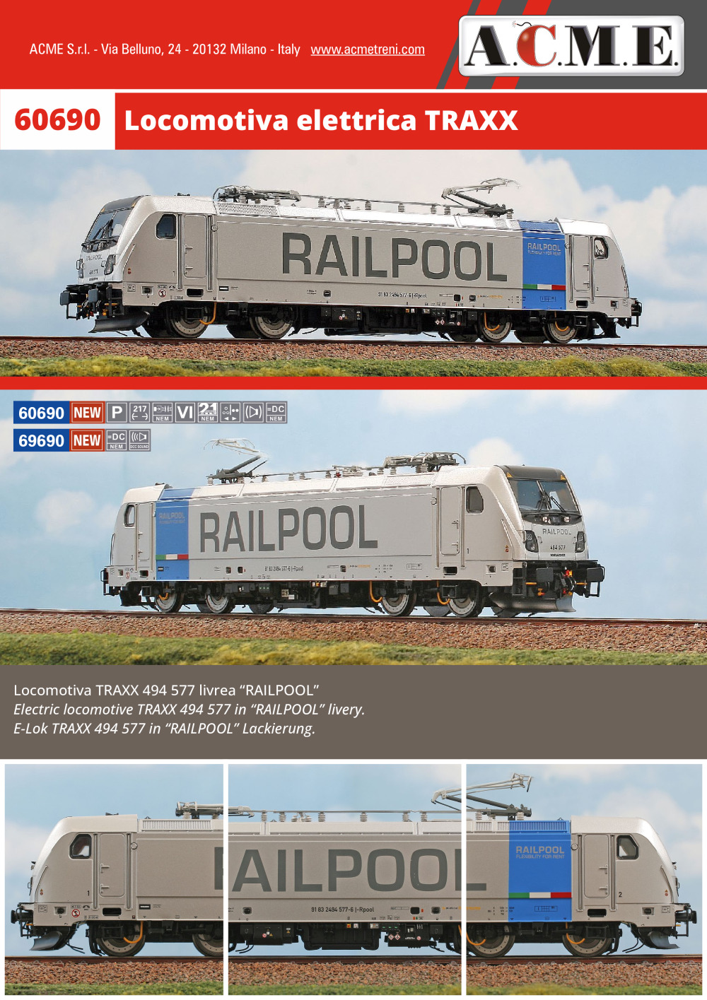 ACME - Anonima Costruzioni Modellistiche Esatte - Locomotiva elettrica TRAXX (ref. 60690 / 69690)