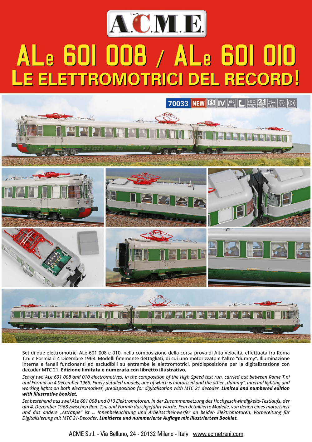 ACME - Anonima Costruzioni Modellistiche Esatte - ALe 601 008 / ALe 601 010 - Le elettromotrici del record! (ref. 70033)