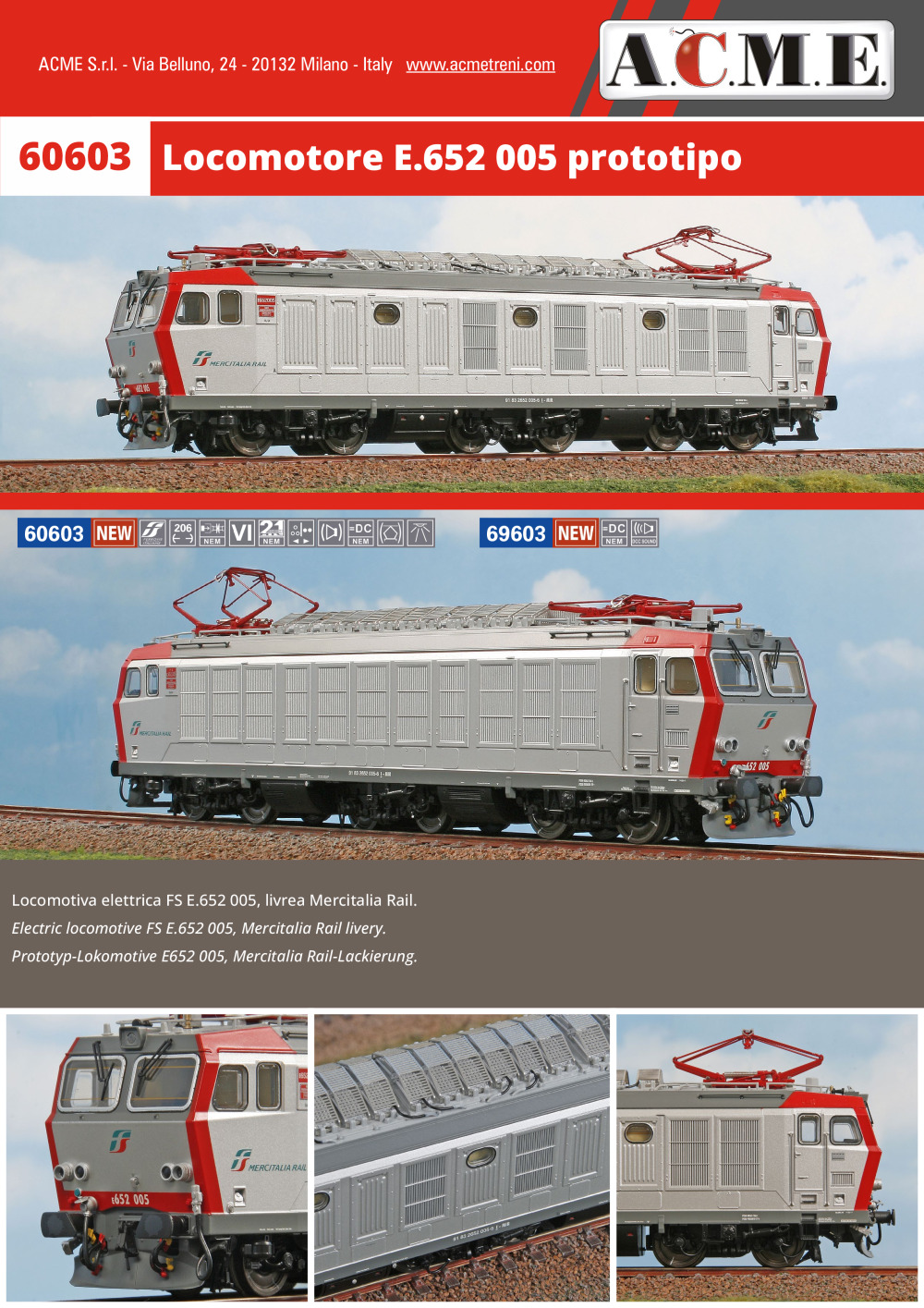 ACME - Anonima Costruzioni Modellistiche Esatte - Locomotore E.652 005 prototipo (ref. 60603 / 69603)