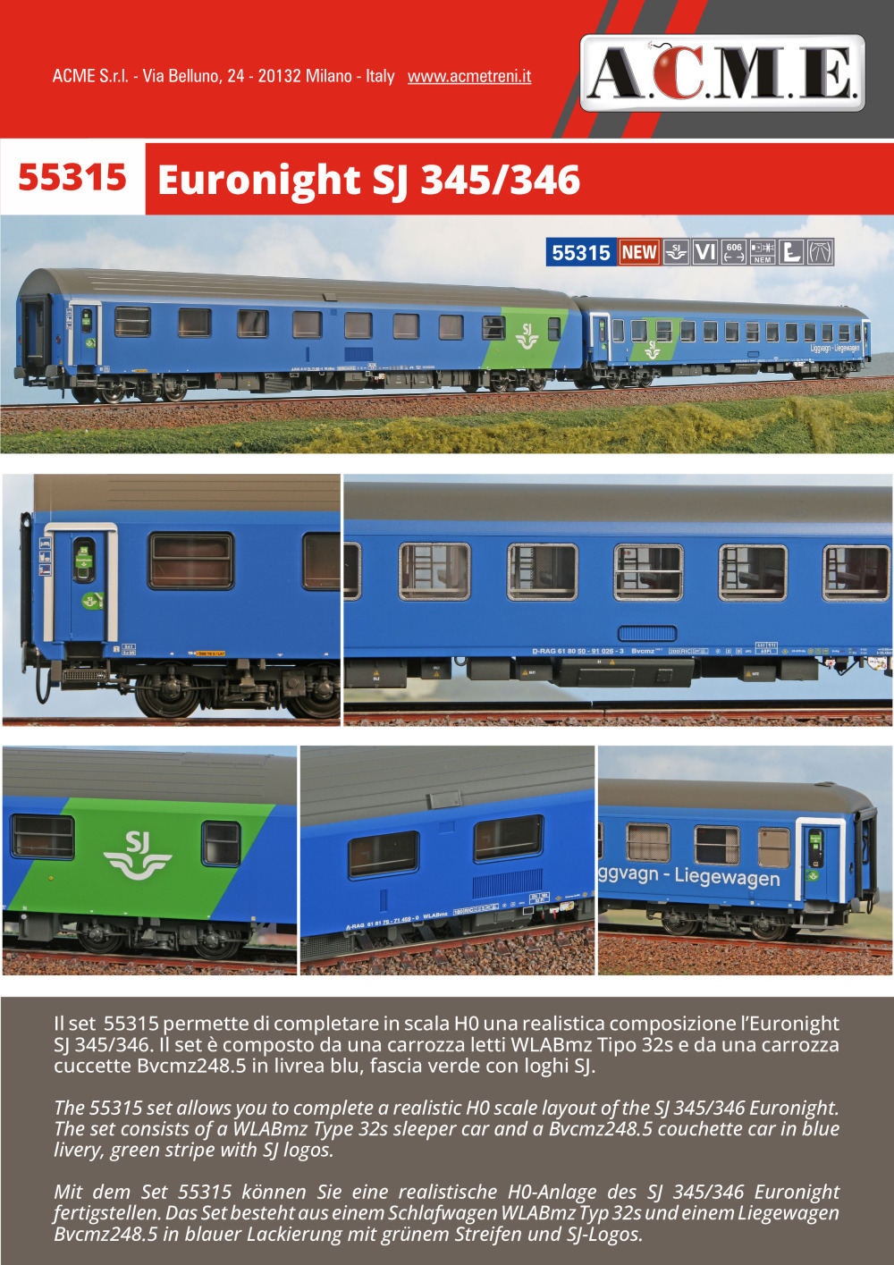 ACME - Anonima Costruzioni Modellistiche Esatte - Euronight SJ 345/346 (ref. 55315)