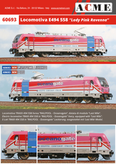 Locomotiva E494 558 "Lady Pink Ravenna" (ref. 60693 / 69693) - ACME - Anonima Costruzioni Modellistiche Esatte