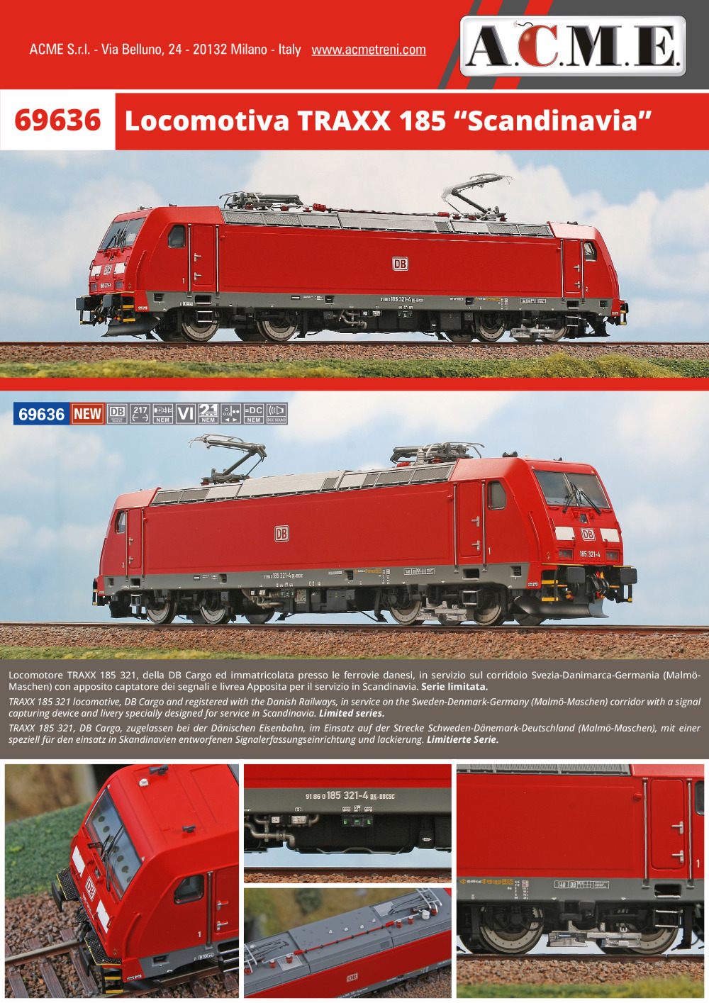 ACME - Anonima Costruzioni Modellistiche Esatte - Locomotiva TRAXX 185 "Scandinavia" (ref. 69636)
