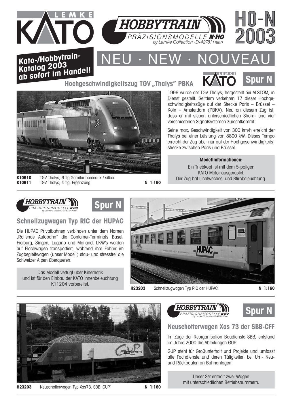 Lemke Collection / Hobbytrain / KATO - Neuheiten 2003