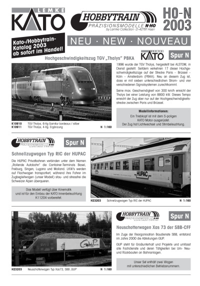 Neuheiten 2003 - Lemke Collection / Hobbytrain / KATO