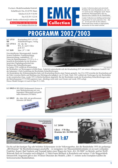 Programm 2002 / 2003 - Lemke Collection