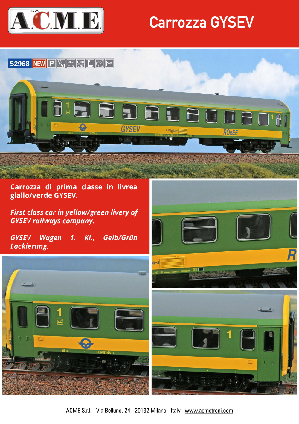 ACME - Anonima Costruzioni Modellistiche Esatte - Carrozza GYSEV (ref. 52968)
