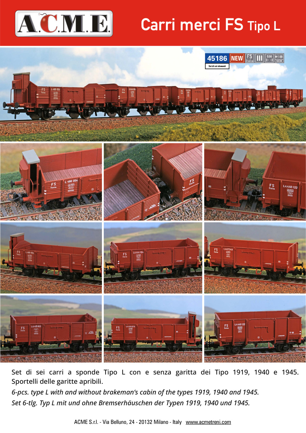 ACME - Anonima Costruzioni Modellistiche Esatte - Carri merci FS Tipo L (ref. 45186)