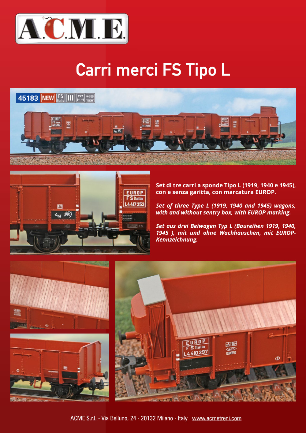 ACME - Anonima Costruzioni Modellistiche Esatte - Carri merci FS Tipo L (ref. 45183)