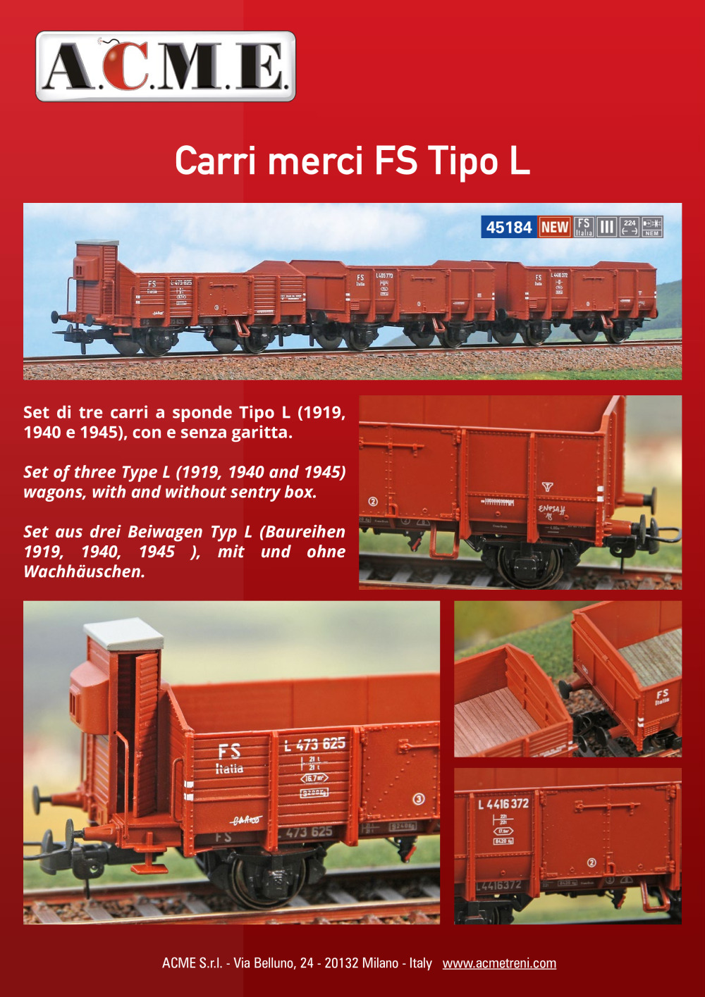 ACME - Anonima Costruzioni Modellistiche Esatte - Carri merci FS Tipo L (ref. 45184)