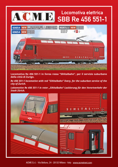 Locomotiva elettrica SBB Re 456 551-1 (ref. 60654 / 69654 / 90267)