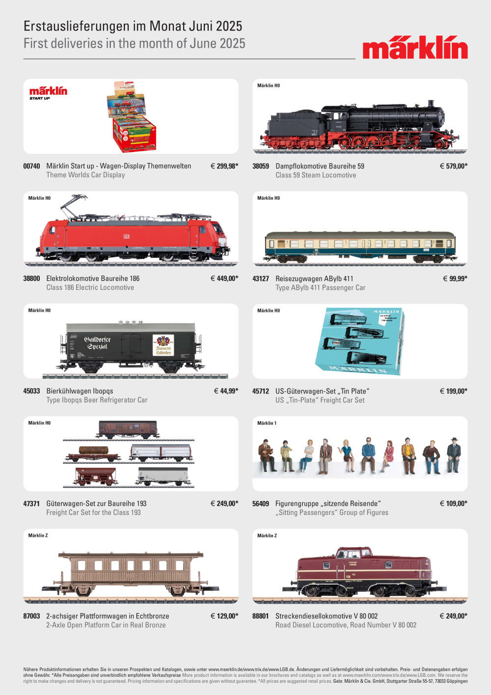 Märklin - Erstauslieferungen im Monat Juni / First deliveries in the month of June 2025