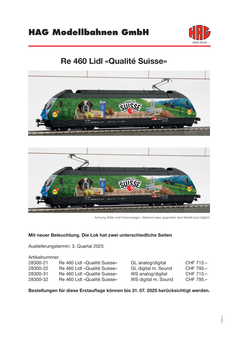 HAG - SBB CFF FFS - Re 460 Lidl "Qualité Suisse"
