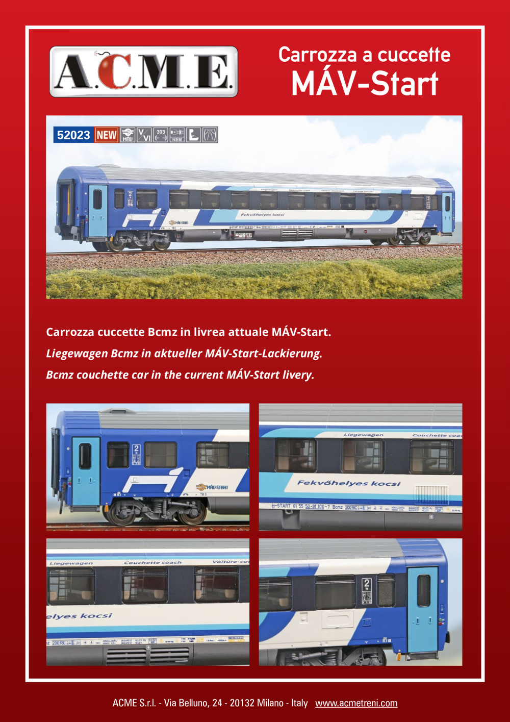 ACME - Anonima Costruzioni Modellistiche Esatte - Carrozza a cuccette MÁV-Start (ref. 52023)