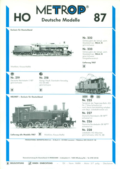 Katalog Deutsche Modelle 1987 - Metropolitan