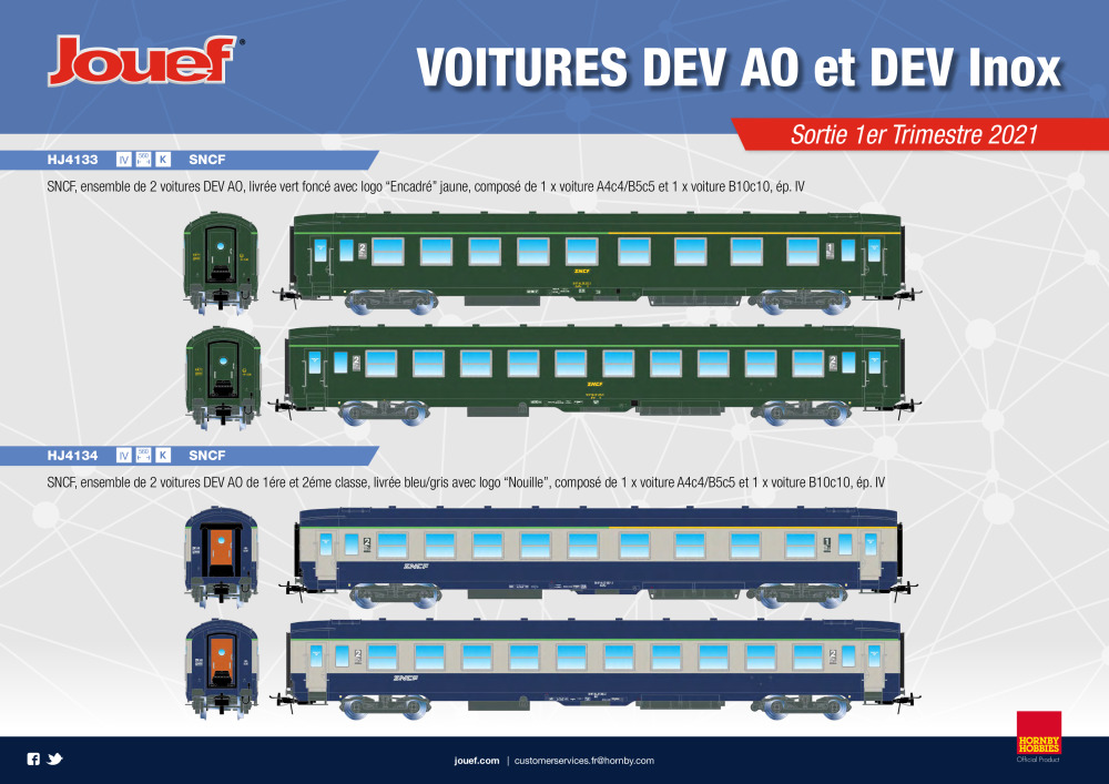 Jouef - Voitures DEV AO et DEV Inox