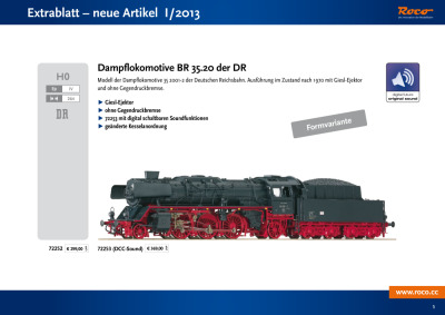 Extrablatt - neue Artikel 1/2013 - Roco