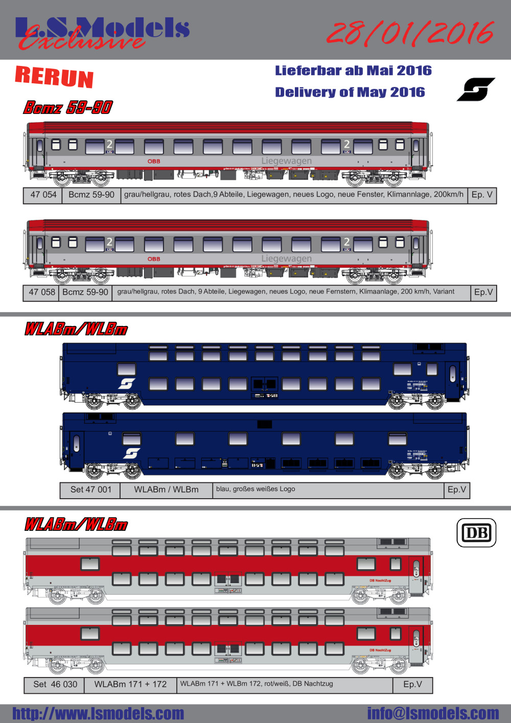 LS Models - ÖBB Liegewagen Bcmz 59-90 / Schlafwagen WLABm/WLBm