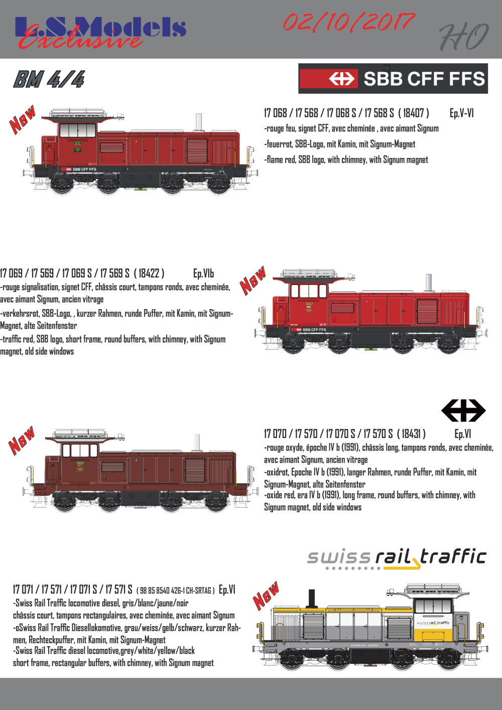 LS Models - SBB CFF FFS - BM 4/4 diesel locomotives