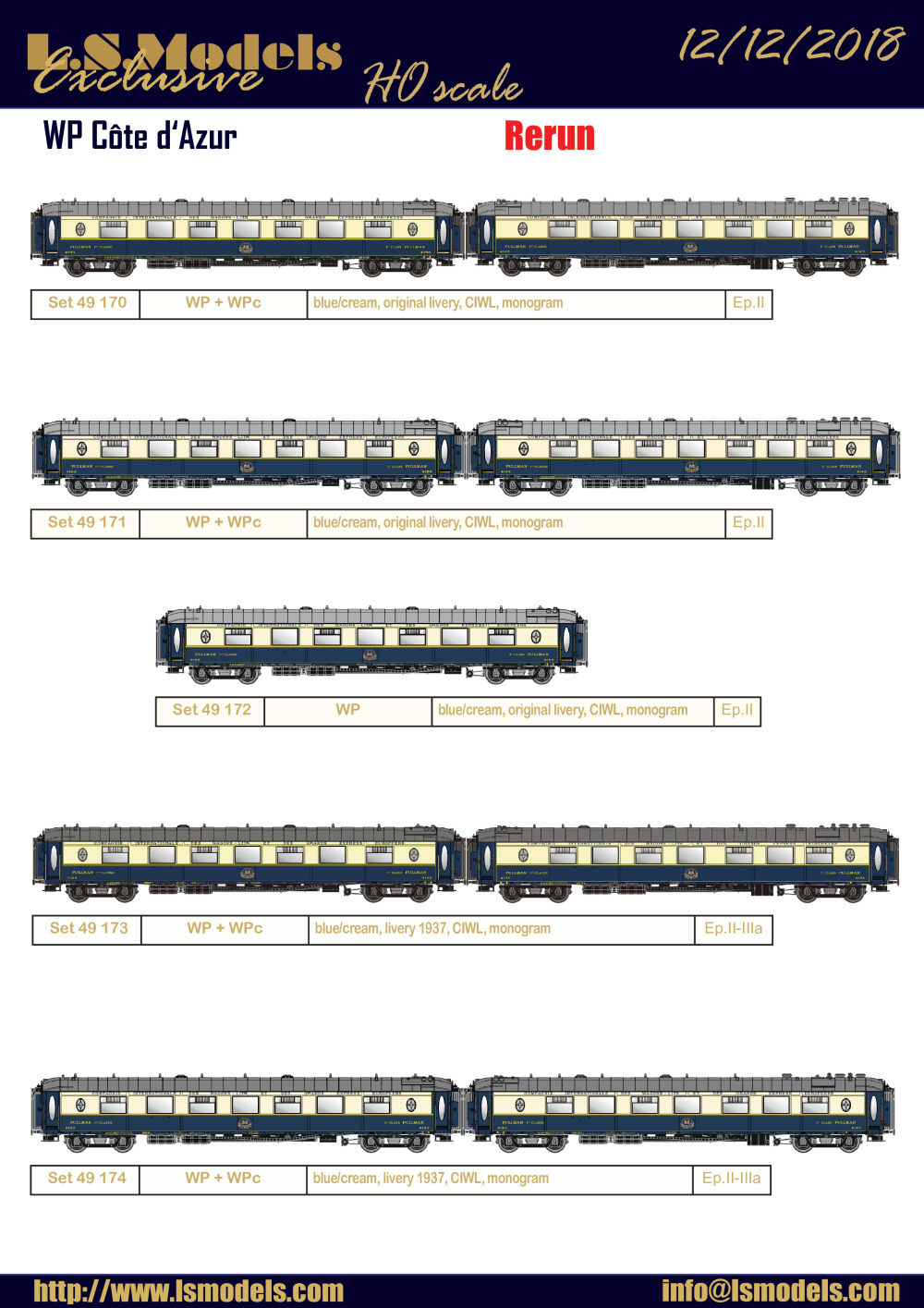 LS Models - CIWL - Voitures WP "Côte d'Azur" & WR 56 places (3341-3360)