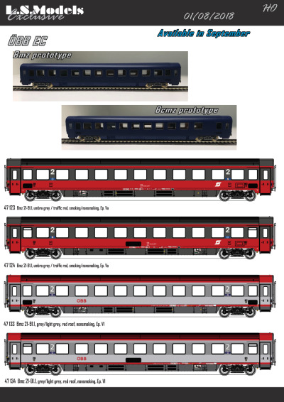 ÖBB - EC-Reisezugwagen Bmz 21-91.1 & EC-Liegewagen Bcmz 59-91.1 - LS Models