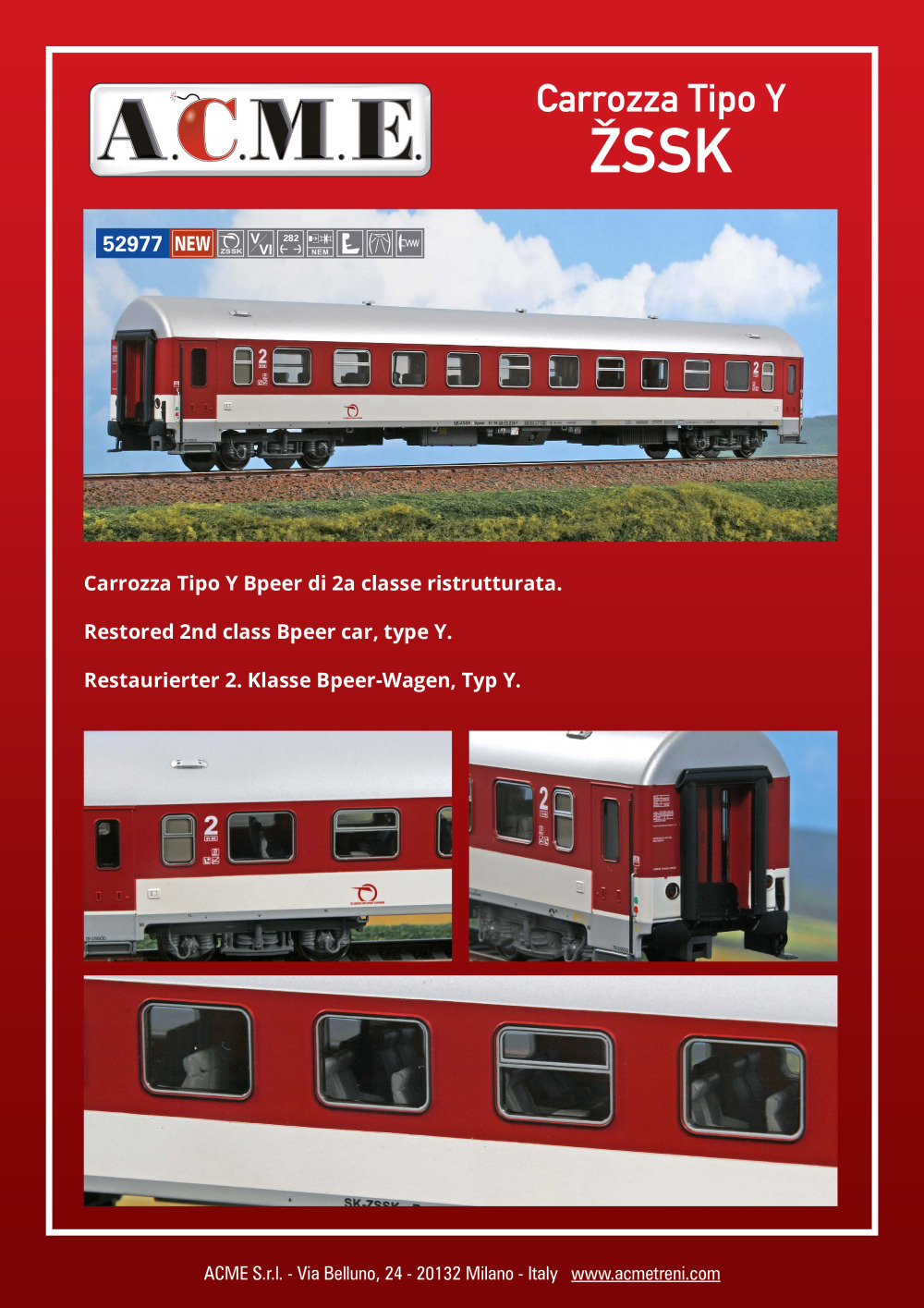 ACME - Anonima Costruzioni Modellistiche Esatte - Carrozza Tipo Y ZSSK (ref. 52977)