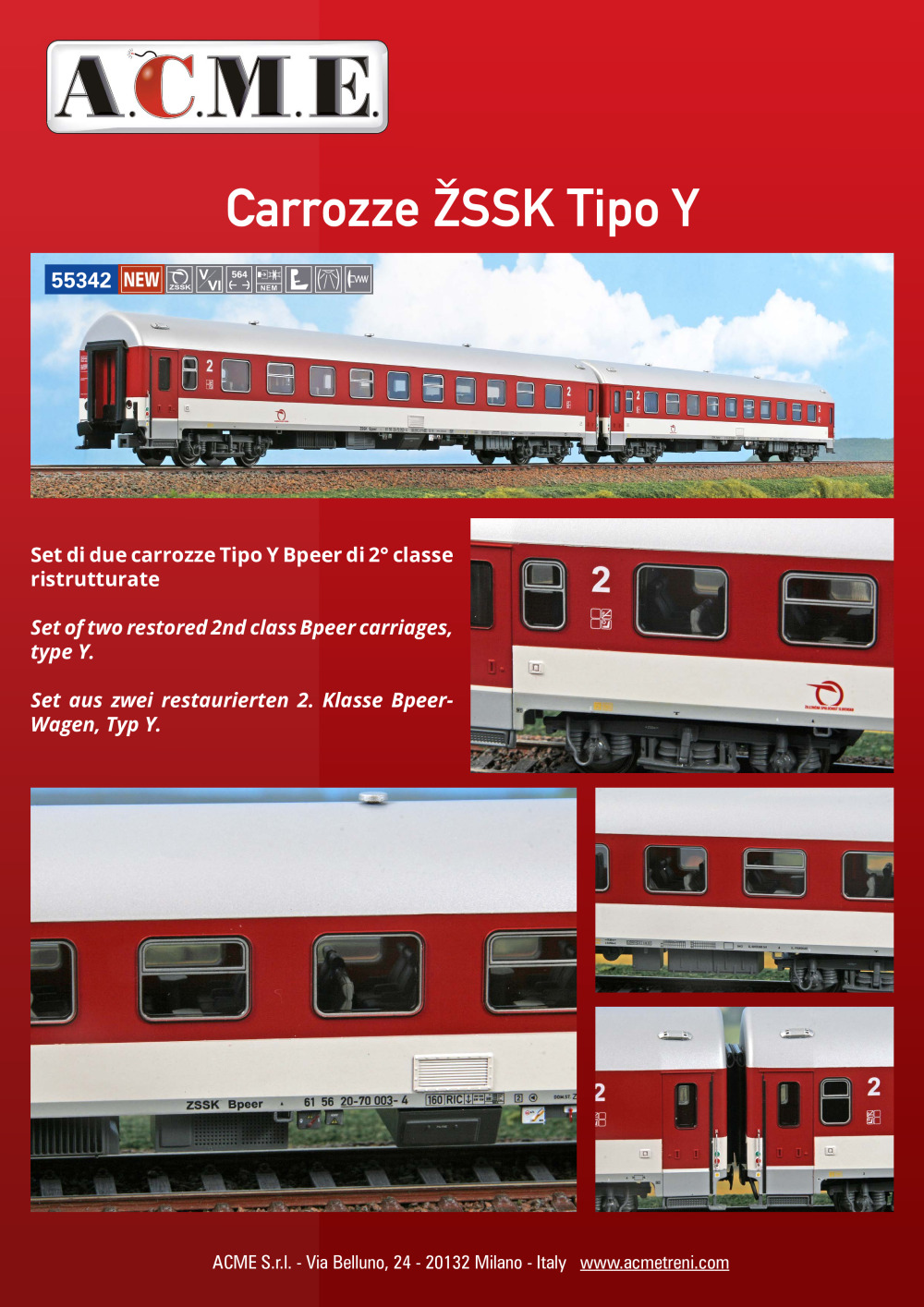 ACME - Anonima Costruzioni Modellistiche Esatte - Carrozze ZSSK Tipo Y (ref. 55342)