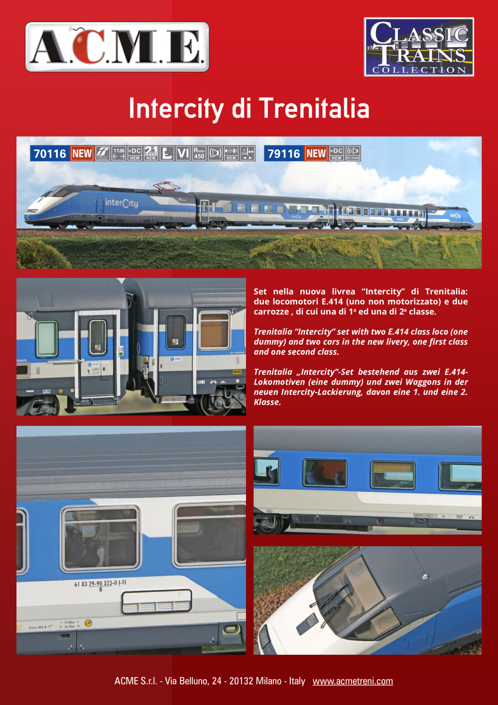 ACME - Anonima Costruzioni Modellistiche Esatte - Intercity di Trenitalia (ref. 70116 / 79116)
