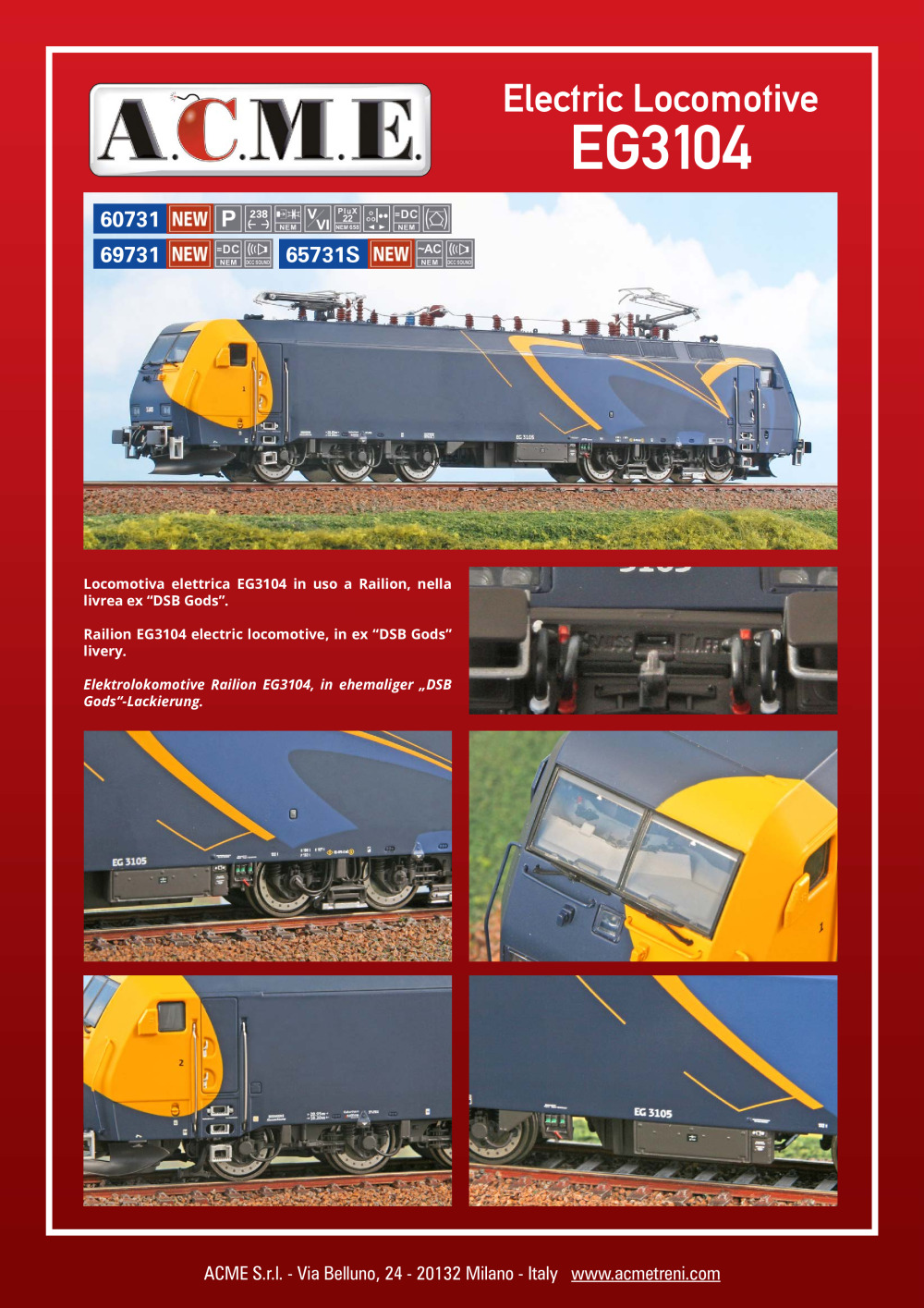 ACME - Anonima Costruzioni Modellistiche Esatte - Electric Locomotive EG3104 (ref. 60731 / 69731 / 69731S)