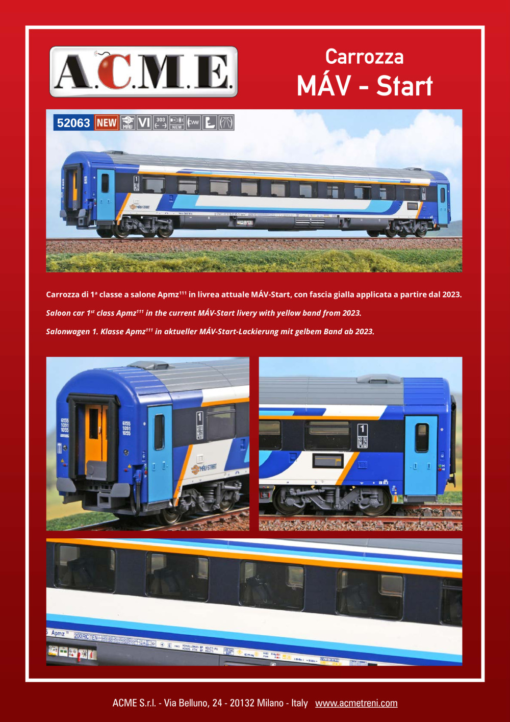 ACME - Anonima Costruzioni Modellistiche Esatte - Carrozza MÁV - Start (ref. 52063)