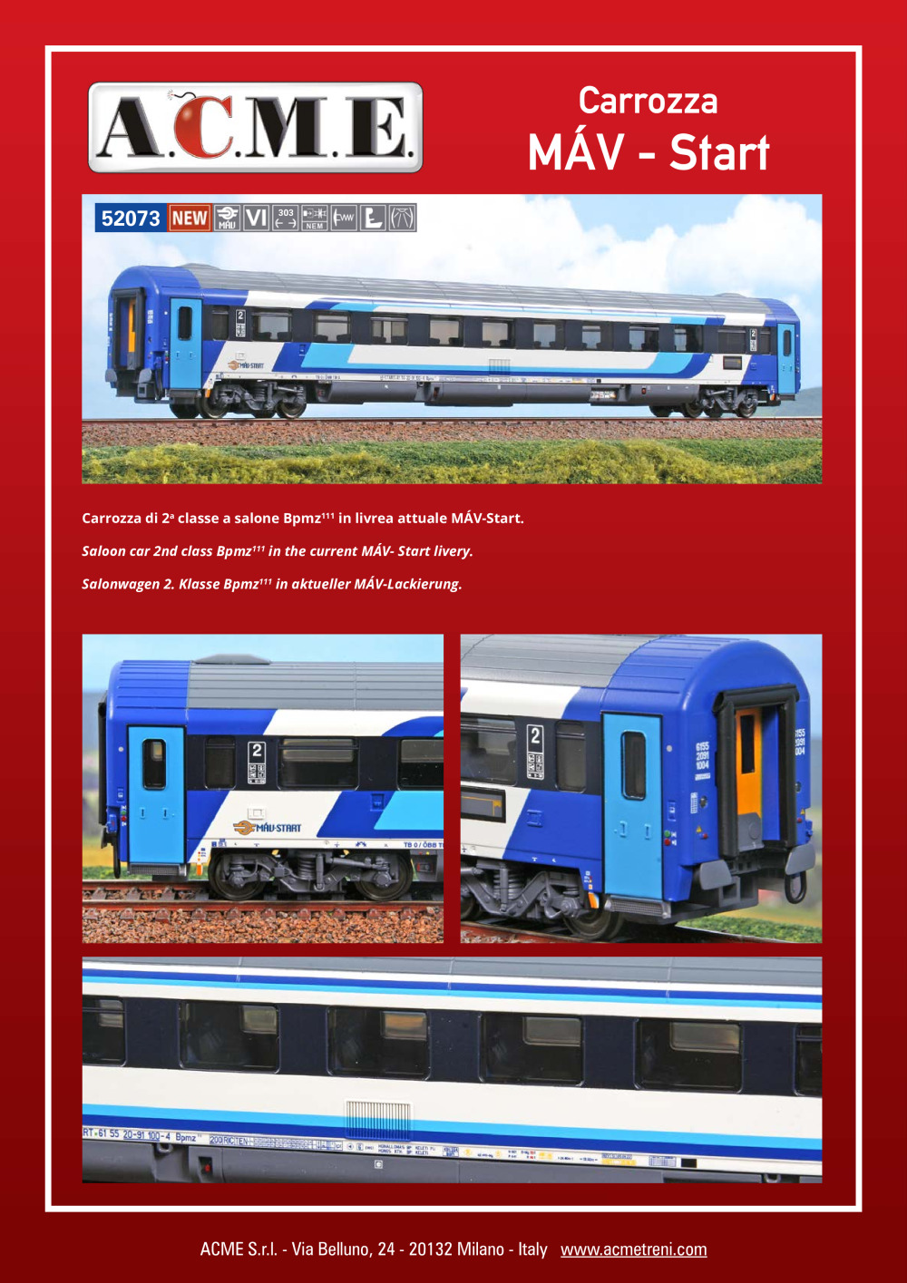 ACME - Anonima Costruzioni Modellistiche Esatte - Carrozza MÁV - Start (ref. 52073)