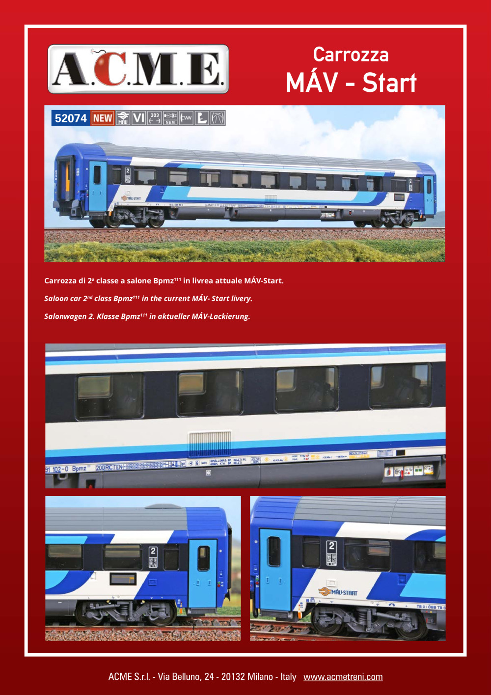 ACME - Anonima Costruzioni Modellistiche Esatte - Carrozza MÁV - Start (ref. 52074)