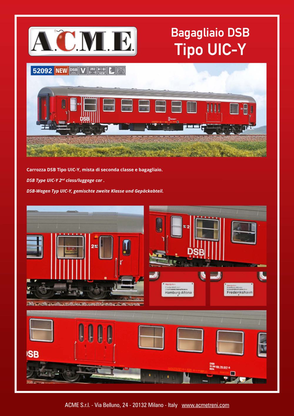 ACME - Anonima Costruzioni Modellistiche Esatte - Bagagliaio DSB Tipo UIC-Y (ref. 52092)