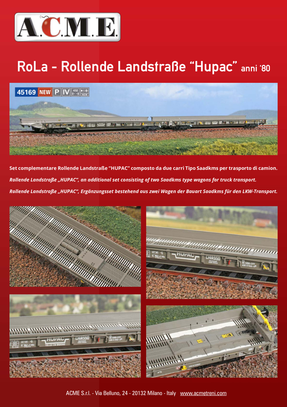 ACME - Anonima Costruzioni Modellistiche Esatte - RoLa - Rollende Landstraße "Hupac" anni '80 (ref. 45169)